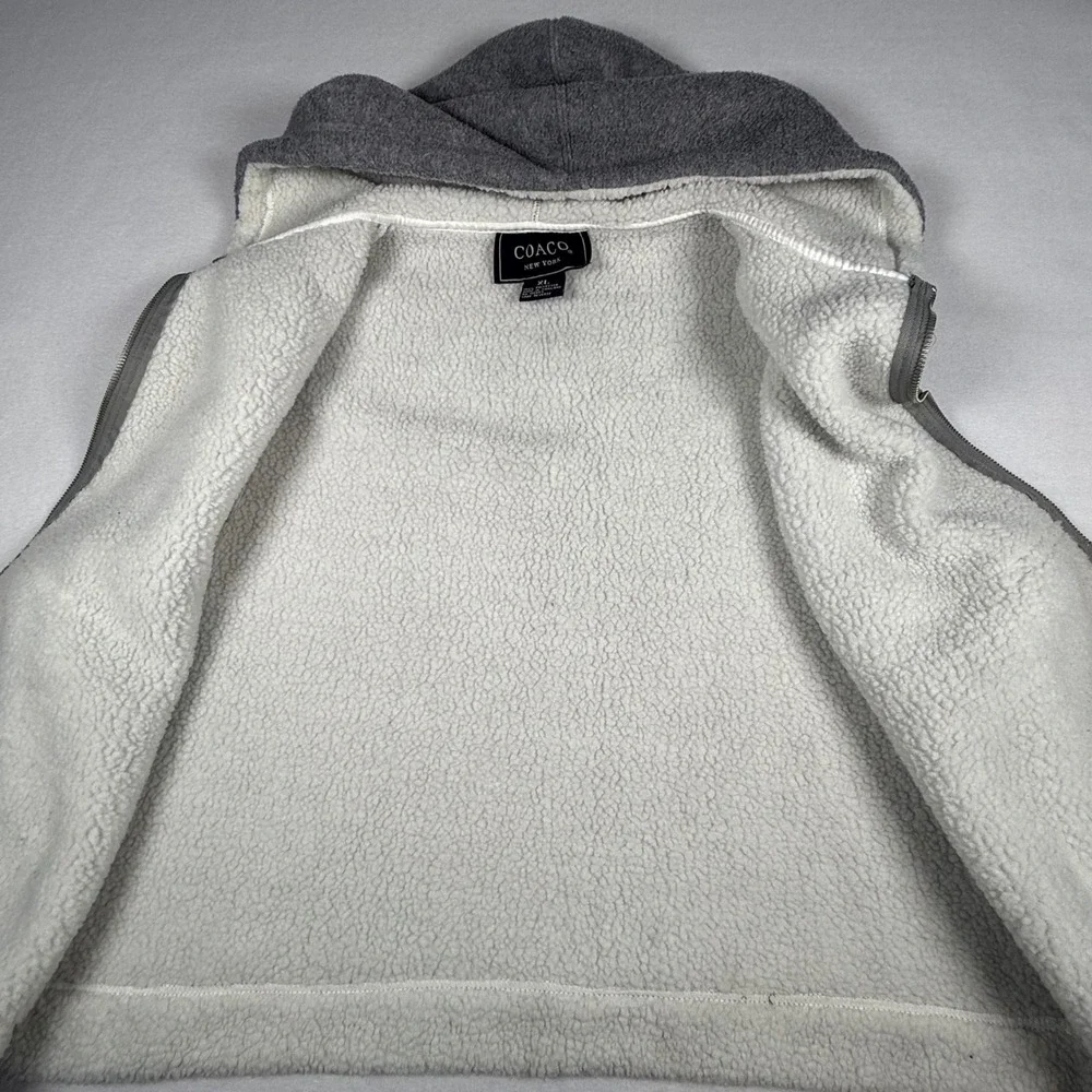 COACO New‎ York Gray Hooded Sherpa Lined Fleece Vest Womens XL Sleeveless